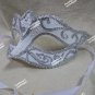 White Silver Glitter Eye Mask Royal Masquerade Ball Venetian Bridal Swan Ballet