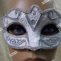 White Silver Glitter Eye Mask Royal Masquerade Ball Venetian Bridal Swan Ballet