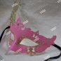 Fancy Pink Eye Mask Gold Metal Feather Filigree Swan Renaissance Masquerade Ball