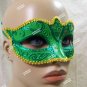 Green Glitter Eye Mask Royal Masquerade Ball Venetian Frog Prince Forest Fairy