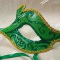 Green Glitter Eye Mask Royal Masquerade Ball Venetian Frog Prince Forest Fairy