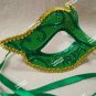 Green Glitter Eye Mask Royal Masquerade Ball Venetian Frog Prince Forest Fairy