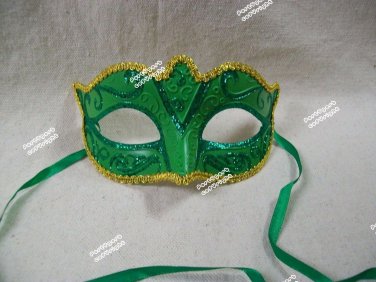 Green Glitter Eye Mask Royal Masquerade Ball Venetian Frog Prince Forest Fairy