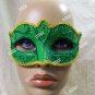 Green Glitter Eye Mask Royal Masquerade Ball Venetian Frog Prince Forest Fairy