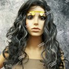 Black & Gray Mystified Wig w Coin Headband Gypsy Fortune Teller Clairvoyant Seer Black & Gray Mystified Wig w Coin Headband Gypsy Fortune Teller Clairvoyant Seer
