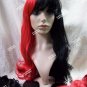3 pc Harlequin Wig Black & Red Ponytail Clips Suicide Squad Harley Quinn Jester