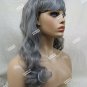 Gray Wavy Wig with Bangs Heat Style Ghost Spirit Elegant Witch Sorceress Old Lady