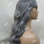 Gray Wavy Wig with Bangs Heat Style Ghost Spirit Elegant Witch Sorceress Old Lady