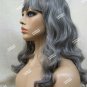 Gray Wavy Wig with Bangs Heat Style Ghost Spirit Elegant Witch Sorceress Old Lady