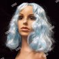 Pastel Icy Blue Wavy Flapper Wig Bob Games Chaperone Effie Escort Polar Princess
