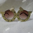 Glittery Gold Lucky Horseshoe Glasses Gambler Casino Vegas Baby Derby Race Fun