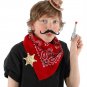 Mini Cowboy Costume Kit Hat Sheriff Badge Bandana Mustache Western Rodeo Kid Pet