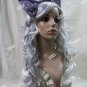 Mixed Gray Cosplay Doll Wig Bow Manga Comic Book Kawaii Anime Rave Party Cosplay