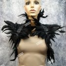 Gothic Black Feather Bolero Collar Vampire Madame Crow Raven Mistress Evil Queen