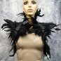 Gothic Black Feather Bolero Collar Vampire Madame Crow Raven Mistress Evil Queen
