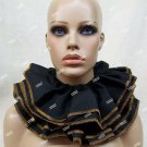 Black Orange Ruffle Clown Collar Gothic Jester Mime Renaissance Queen Victorian