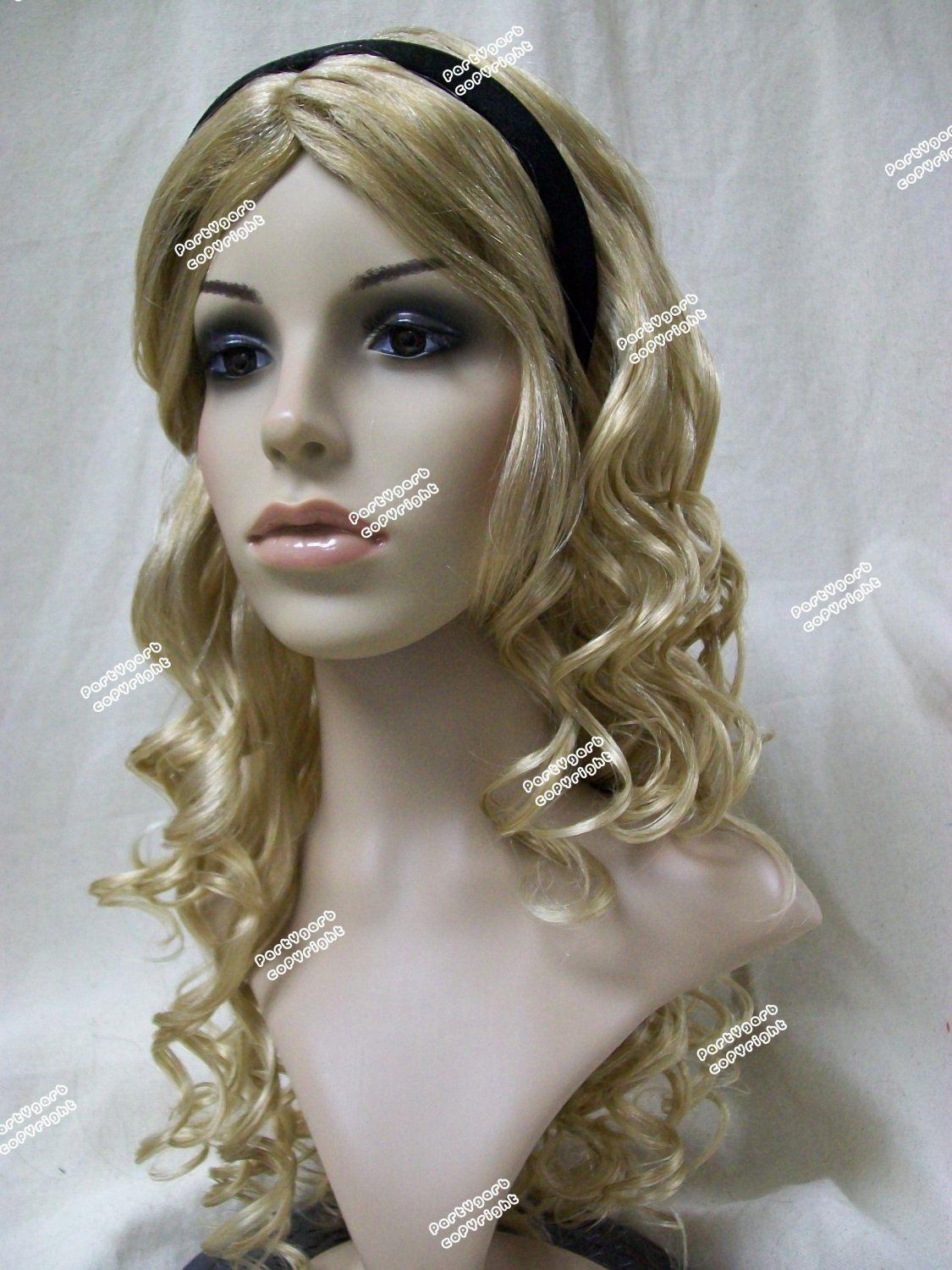 Deluxe Disney Alice In Wonderland Costume Wig Blonde Black Headband Tim Burton 9791