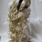 Deluxe Disney Alice in Wonderland Costume Wig Blonde Black Headband Tim Burton