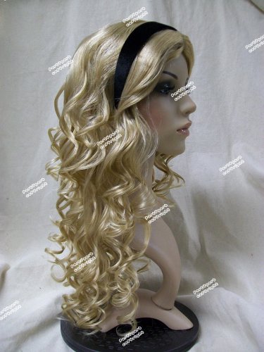 Deluxe Disney Alice in Wonderland Costume Wig Blonde Black Headband Tim Burton