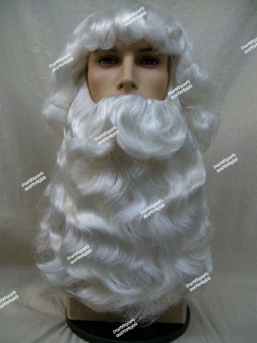 Nice Quality Santa Claus Wig Beard Victorian Father Christmas Biblical Old Merlin Merman