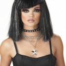 Black Silver Glimmer Glam Wig Metallic Tinsel Shimmer Club Rave Party Rockstar