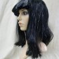 Black Silver Glimmer Glam Wig Metallic Tinsel Shimmer Club Rave Party Rockstar