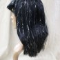 Black Silver Glimmer Glam Wig Metallic Tinsel Shimmer Club Rave Party Rockstar
