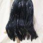 Black Silver Glimmer Glam Wig Metallic Tinsel Shimmer Club Rave Party Rockstar