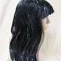 Black Silver Glimmer Glam Wig Metallic Tinsel Shimmer Club Rave Party Rockstar