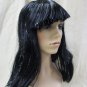 Black Silver Glimmer Glam Wig Metallic Tinsel Shimmer Club Rave Party Rockstar