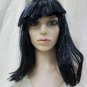 Black Silver Glimmer Glam Wig Metallic Tinsel Shimmer Club Rave Party Rockstar