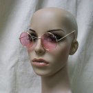 Unisex Round Pink Rose Colored Costume Glasses 60s 70s Hippie Woodstock Janis Elton