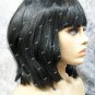 Black Starlet Wig 60s Bouffant Anime Cosplay Retro Sock Hop Waitress Cheerleader