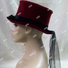 Dark Victorian Vamp Hat Veil Steampunk Cocktail Elizabethan Gothic Widow Dickens Christmas Caroler