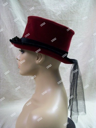 Dark Victorian Vamp Hat Veil Steampunk Cocktail Elizabethan Gothic Widow Dickens Christmas Caroler