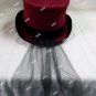 Dark Victorian Vamp Hat Veil Steampunk Cocktail Elizabethan Gothic Widow Dickens Christmas Caroler