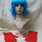 Blue Wig Red Mittens Set Gloves Cat in Hat Thing 1 2 Unisex Adult Sparkle Fairy