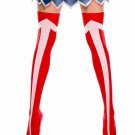 Sexy Red White Faux Boot Look Thigh Highs Wonder Woman Justice League Comic Hero