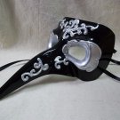 Black Silver Long Nose Mask Venetian Masquerade Plague Doctor Casanova Opera NEW Black Silver Long Nose Mask Venetian Masquerade Plague Doctor Casanova Opera NEW