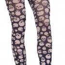 Drama Queens Teen White Black Skulls Footless Tights Hose Pirate Goth Punk Rocker Zombie Girl