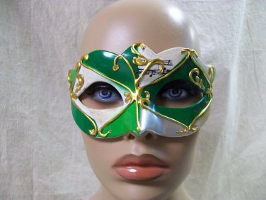 Green Silver Gold Renaissance Eye Mask Masquerade Venetian Harlequin Music Note