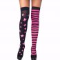Sexy Black Hot Pink Stars Stripes Thigh Highs Punk Doll Rockabilly Roller Derby