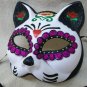 Glittery Sugar Skull Cat Eye Mask Mexican Day Dead Masquerade Dia De Los Muertos