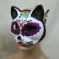 Glittery Sugar Skull Cat Eye Mask Mexican Day Dead Masquerade Dia De Los Muertos