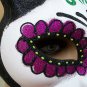 Glittery Sugar Skull Cat Eye Mask Mexican Day Dead Masquerade Dia De Los Muertos