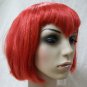 Short Red Va Va Vamp Wig Bobbed Widows Peak Bangs Goth EMO Gal Vampiress Witch