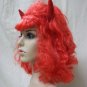 Sexy Red Horned She Devil Wig Demonia Hot Stuff Lil Red Retro Style w Bangs Rave