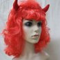Sexy Red Horned She Devil Wig Demonia Hot Stuff Lil Red Retro Style w Bangs Rave