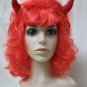 Sexy Red Horned She Devil Wig Demonia Hot Stuff Lil Red Retro Style w Bangs Rave