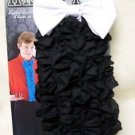 Instant Tux Black Ruffled Fake Shirt Front White Bow Tie 80s Prom Wedding Dickie